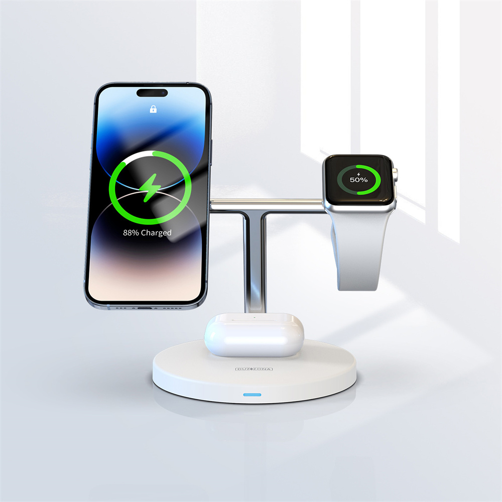 W9 Cargador inalámbrico magnético 3 en 1 de 15 W para iPhone / Apple Watch  / AirPods