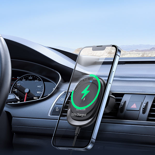 V1 Chargeur de voiture sans fil avec charge rapide magnétique pour iPhone