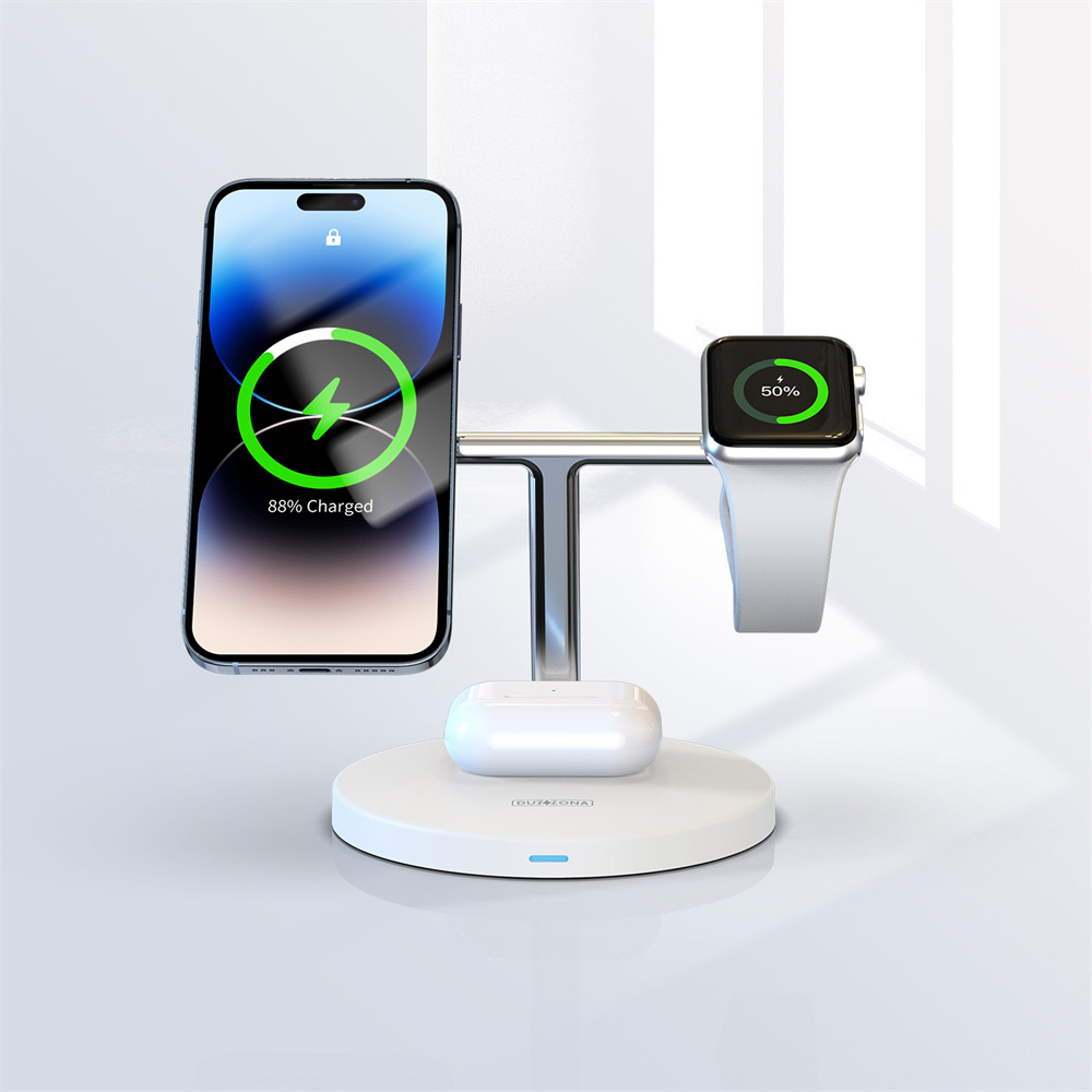 W9 Chargeur sans fil magnétique 3-en-1 15W pour iPhone / Apple Watch / AirPods