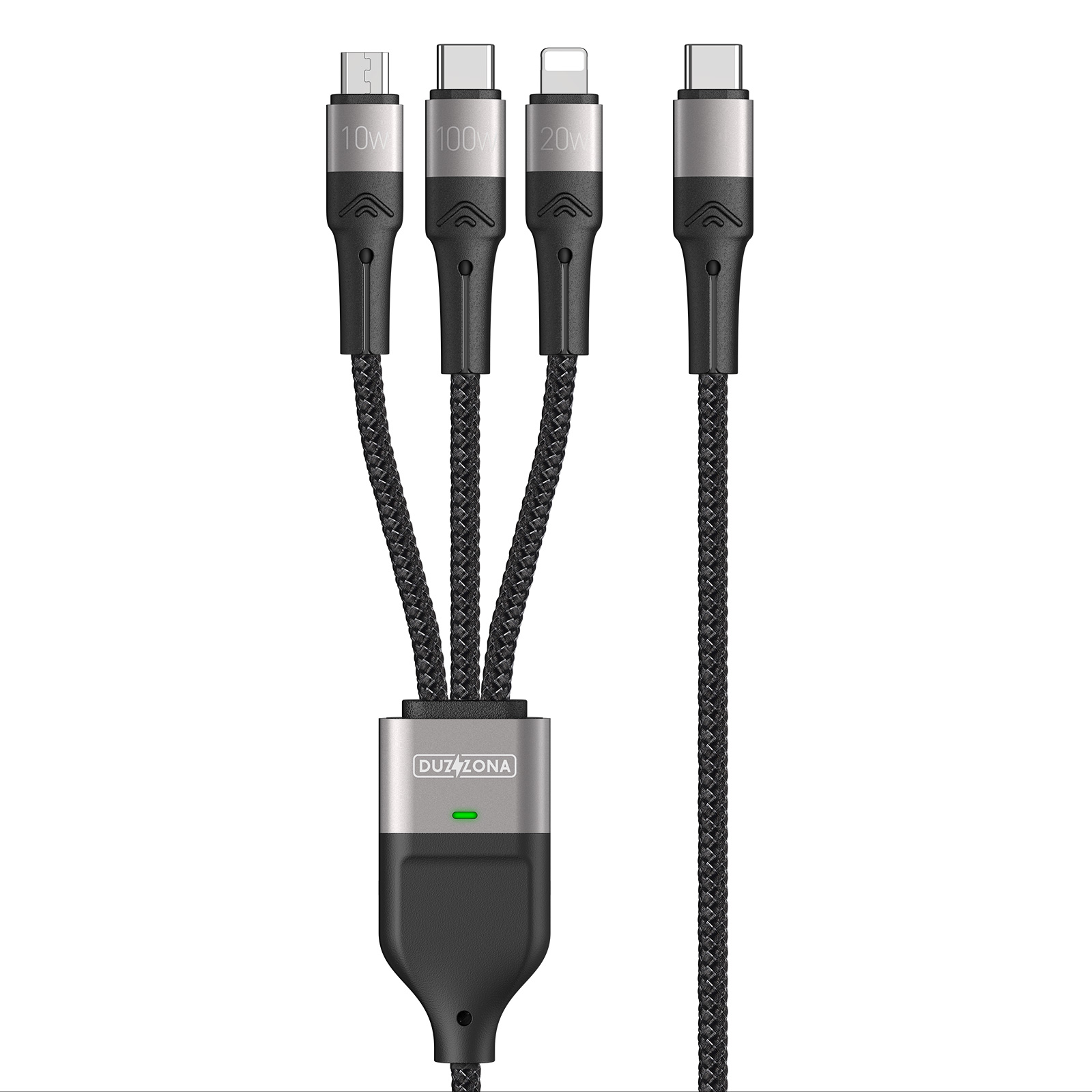 TIGER POWER CABLE 3EN1 USB-A VERS MICRO-USB/USB-C/LIGHTNING 1,2M GRIS :  ascendeo grossiste Câbles