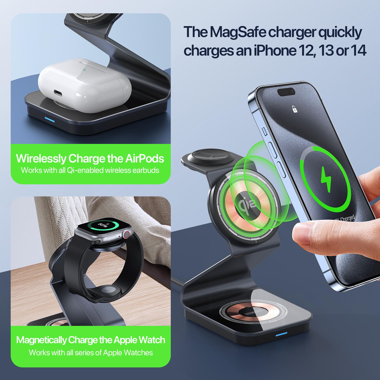 W21 Qi2 Transparent 3-in-1 Magnetic Wireless Charger Stand