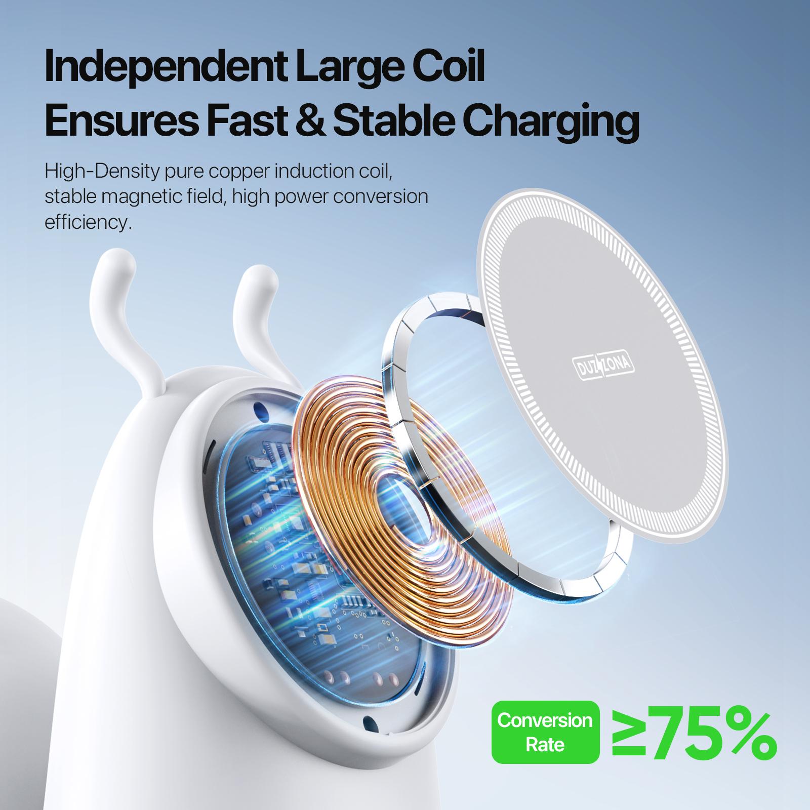 W26 2-in-1 Snail-shaped Magnetic Wireless Charging Station