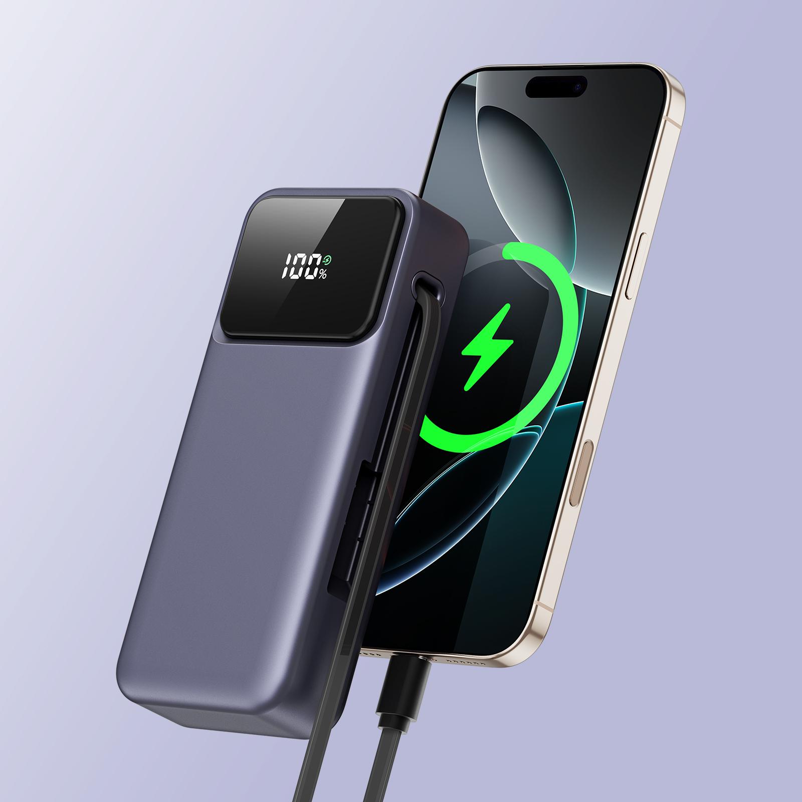 P1 10000mAh Portable Power Bank with Built-in Cable